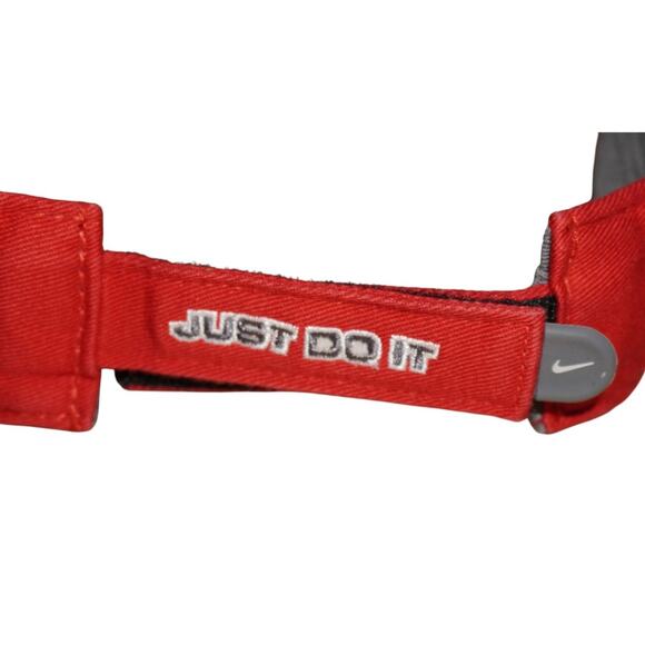 Nike Red Swoosh Visor Just Do It Strapback Golf Tennis Running Sports Hat Cap - Picture 5 of 8